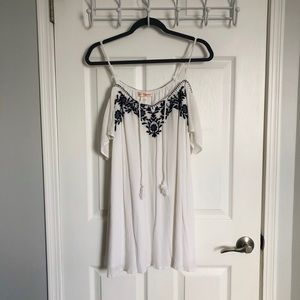 Embroidered White Off the Shoulder Dress